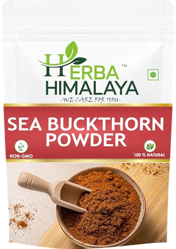 Herba Himalaya Sourced from Ladakh Pure Sea Buckthorn Berry Powder Natural Dried Superfruit Rich in Omega Fatty Acids with Vitamin C and E (100 gm)|B0FP64T9CG