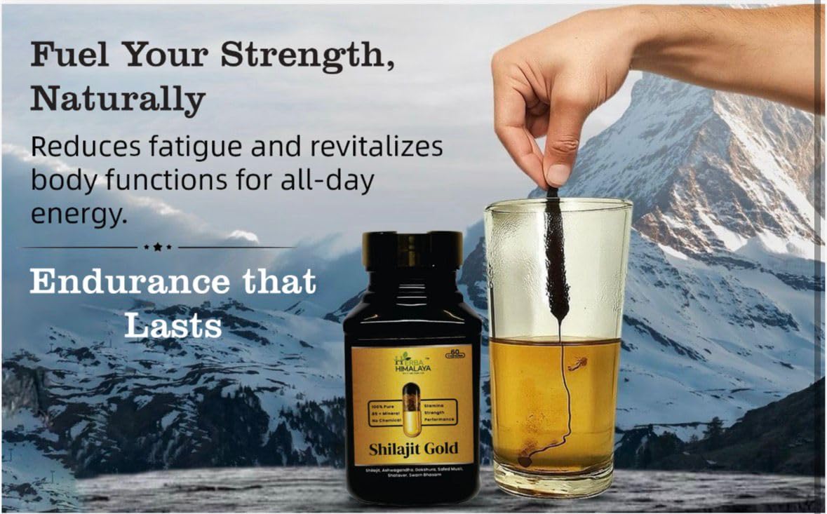 Herba Himalaya Shilajit Gold Capsules – Pure Himalayan Strength, Energy & Stamina Booster | Immunity & Wellness Support- 60 Capsules