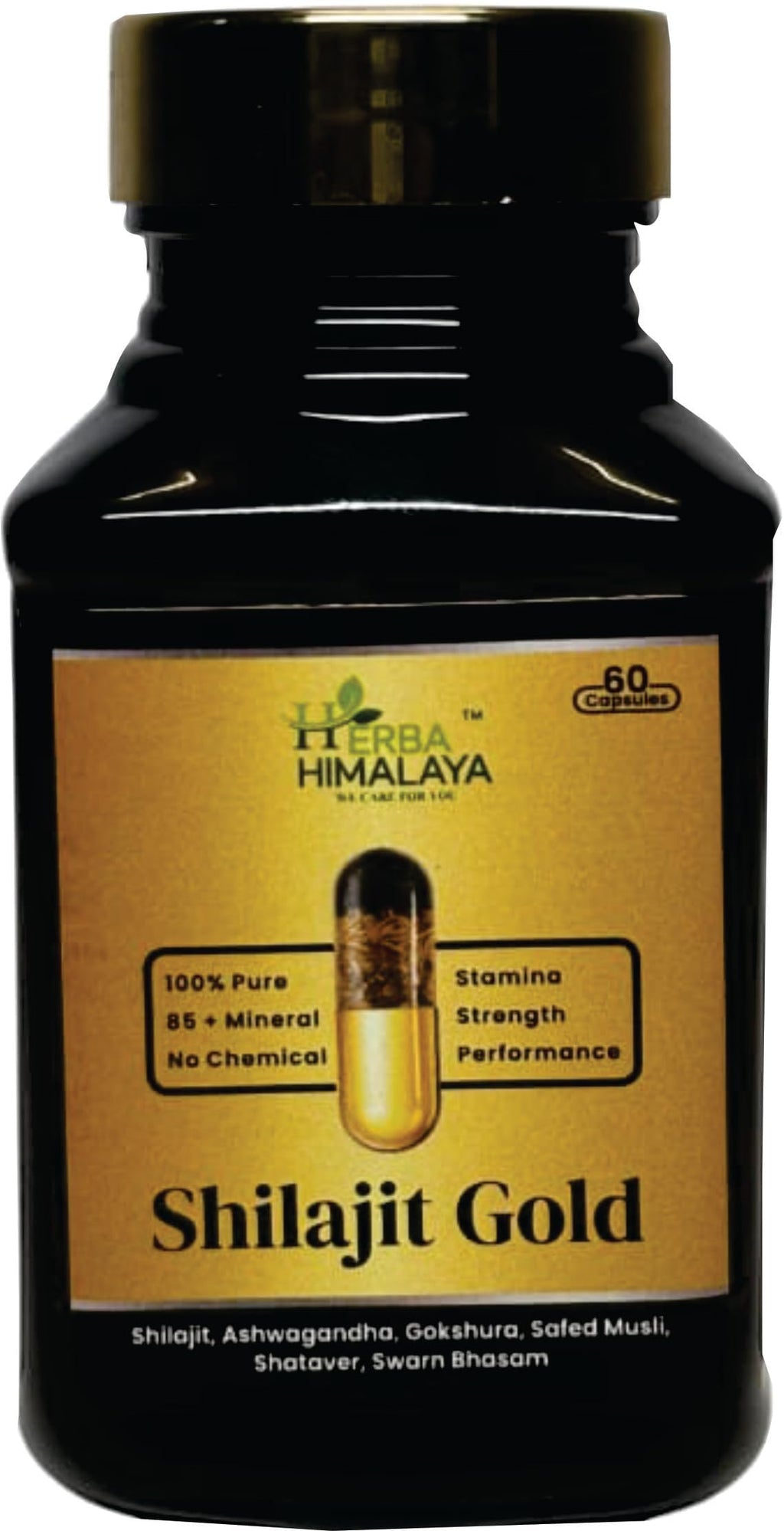 Herba Himalaya Shilajit Gold Capsules – Pure Himalayan Strength, Energy & Stamina Booster | Immunity & Wellness Support- 60 Capsules
