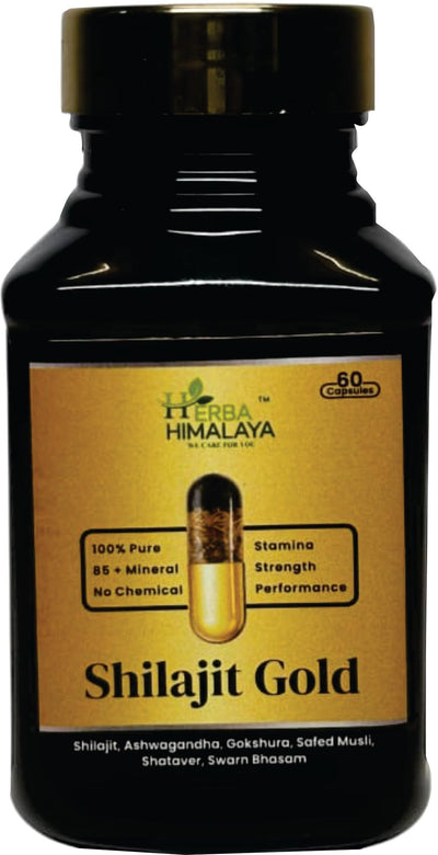 Herba Himalaya Shilajit Gold Capsules – Pure Himalayan Strength, Energy & Stamina Booster | Immunity & Wellness Support- 60 Capsules