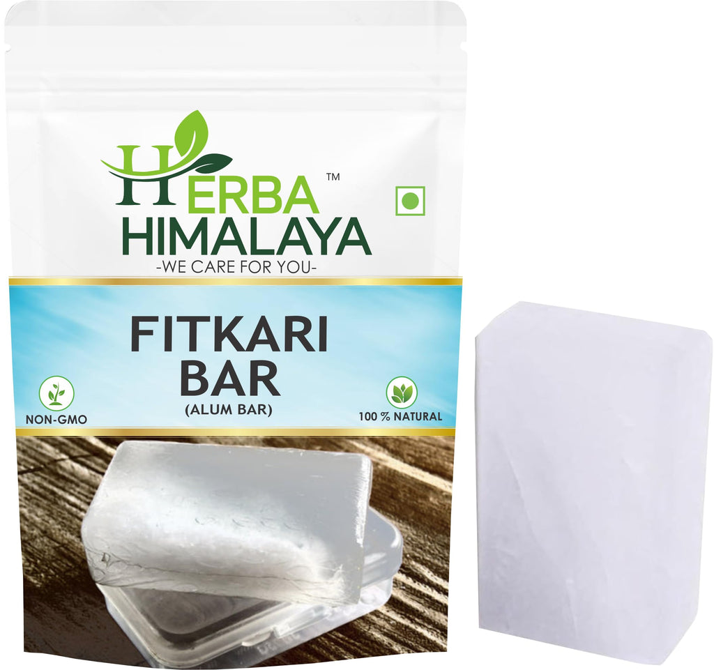 Herba Himalaya Alum Stone Bar 100% Pure, Natural Fitkari Stone for Skin Tightening & Water Purification | Crystal White Alum Bar for Underarms & Shaving |