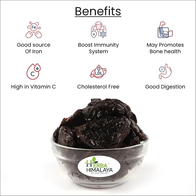 Herba Himalaya California Prunes | Rich in Fiber & Antioxidants | Black Seedless Prunes | Dried Plums