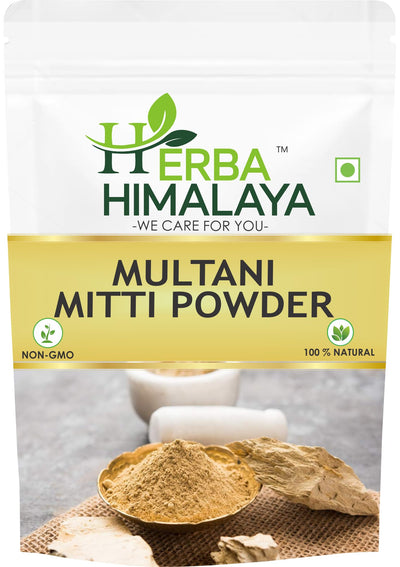 Herba Himalaya Multani Mitti Powder -| Natural Fuller’s Earth for Face & Hair Packs | Soft & Glowing Skin | Removes Dead Skin, Reduces Dandruff & Scalp Itchiness