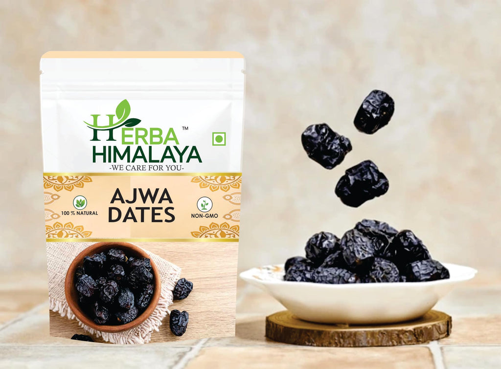 Herba Himalaya Dried Ajwa Dates Pure Saudi - Original Ajwa Dates (Khajoor/Khajur) of Madina, Khajur Rich In Iron, Fibre & Vitamins
