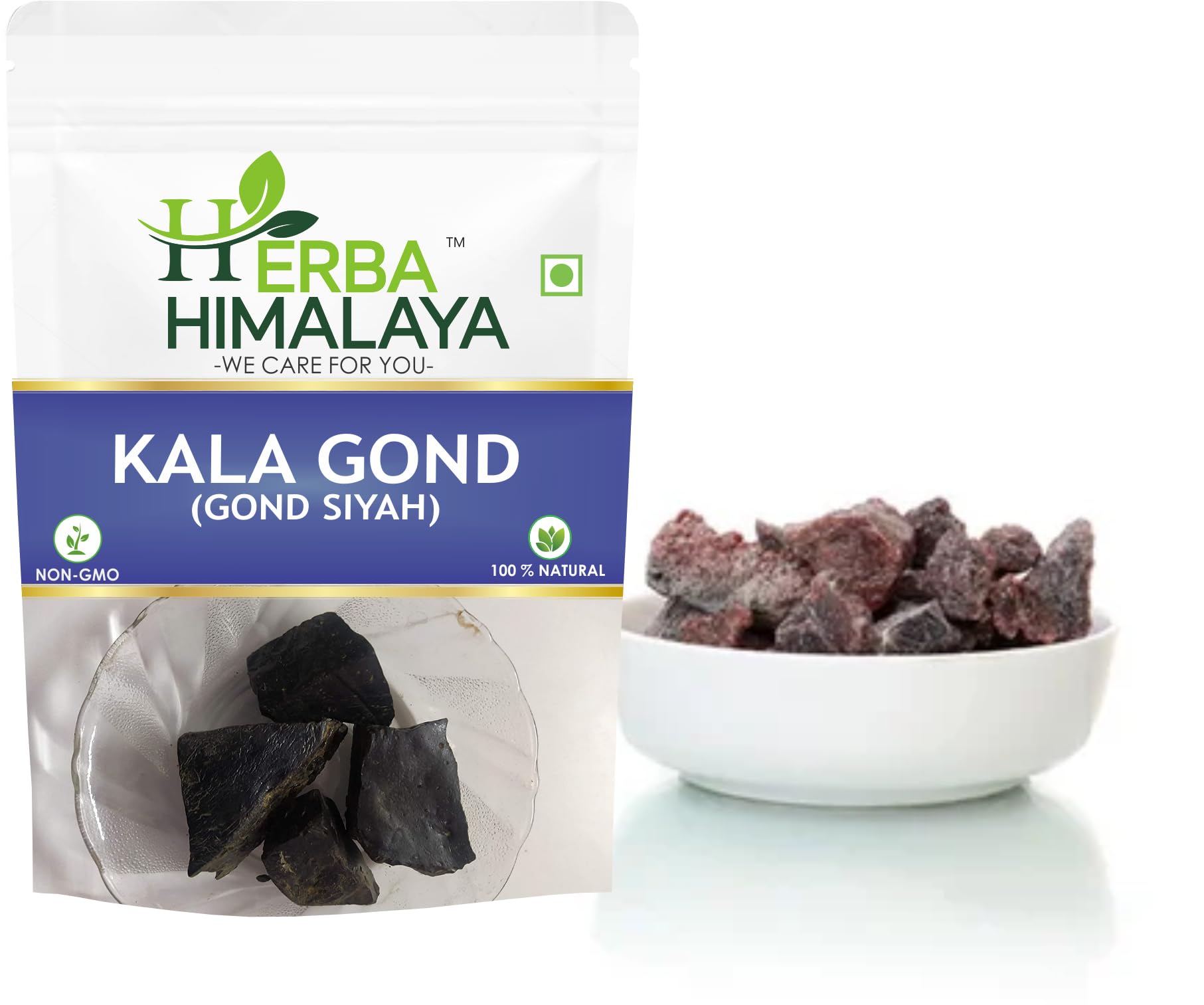 Herba Himalaya Natural Gond Siyah Black Gum Asli Kala Gond Lab Tested and Certified Premium Ingredient Perfect for Traditional Sweets Beverages Recipes