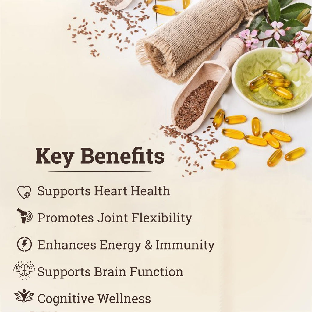 Herba Himalaya Flaxseed Oil Capsules 60 Capsules 60 Capsules | Omega 3-6-9 for Heart, Skin, Joints & Brain Health | Cold-Pressed, Plant-Based Supplement for Men & Women