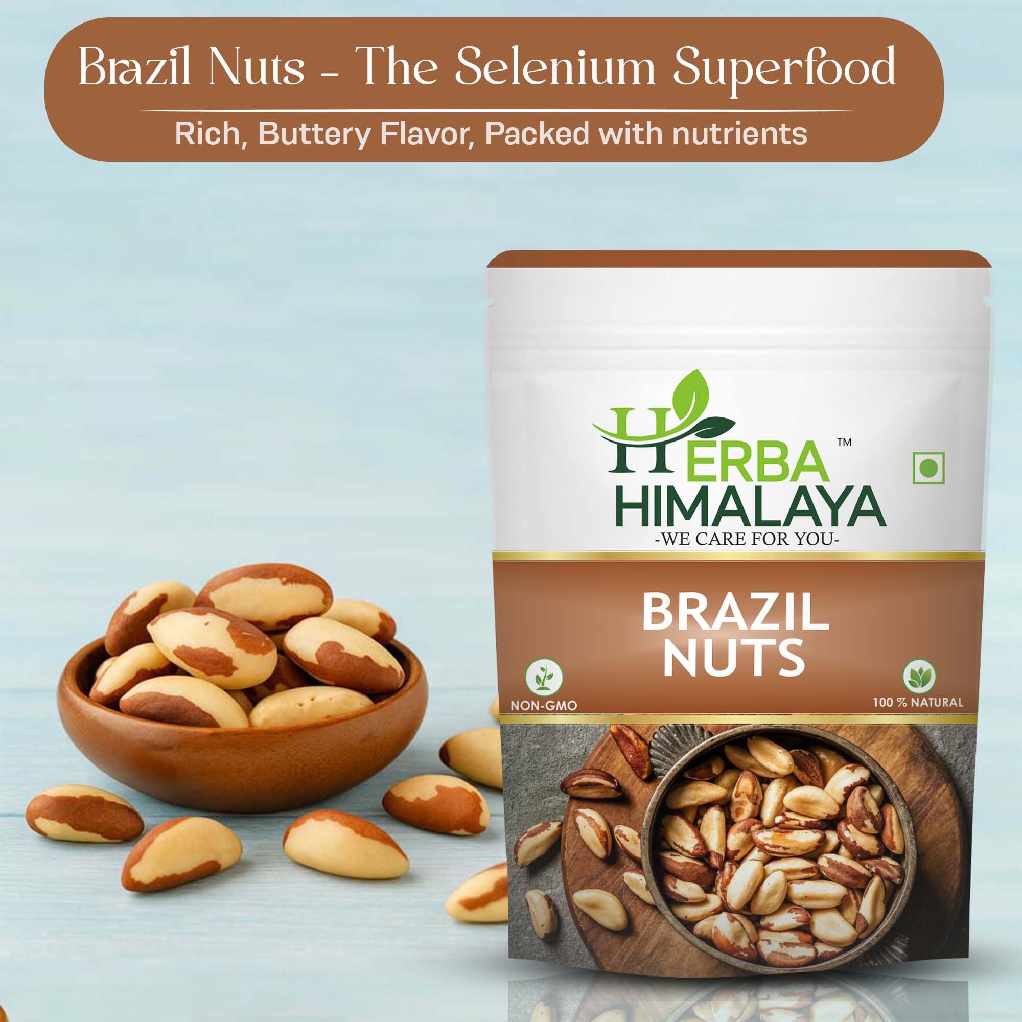 Herba Himalaya Brazilian Nuts | Premium Superfood Crunchy | Rich in Selenium Perfect for Smoothies ,Baking ,Healthy Recipes