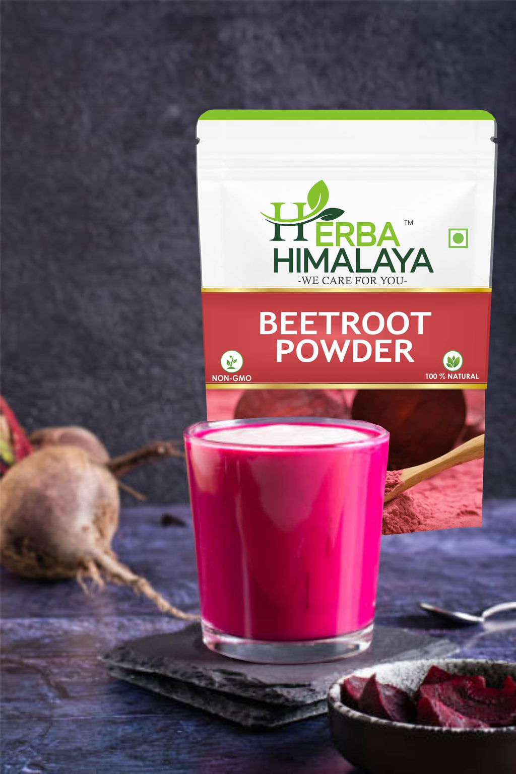 Herba Himalaya Organic Beetroot Powder For Face, Skin & Hair | Anti-Aging & Glowing Face | Rich In Antioxidants | Lip Care |