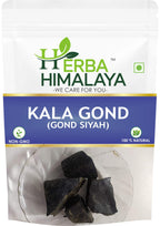 Herba Himalaya Natural Gond Siyah Black Gum Asli Kala Gond Lab Tested and Certified Premium Ingredient Perfect for Traditional Sweets Beverages Recipes