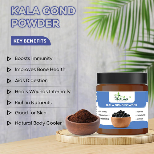 Herba Himalaya Pure Quality Gond Siyah | Kala Gond Powder | Gond Siyah | Black Gum Powder | 100% Pure & Ayurvedic | Lab Tested and Certified