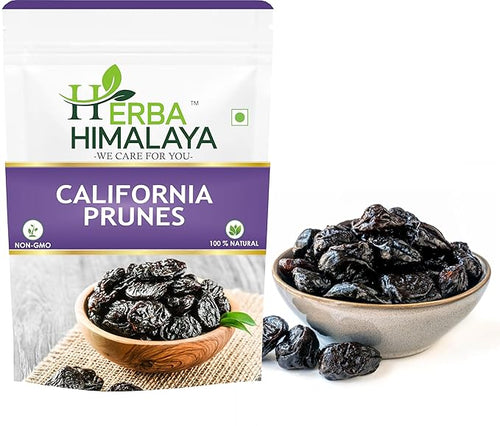 Herba Himalaya California Prunes | Rich in Fiber & Antioxidants | Black Seedless Prunes | Dried Plums