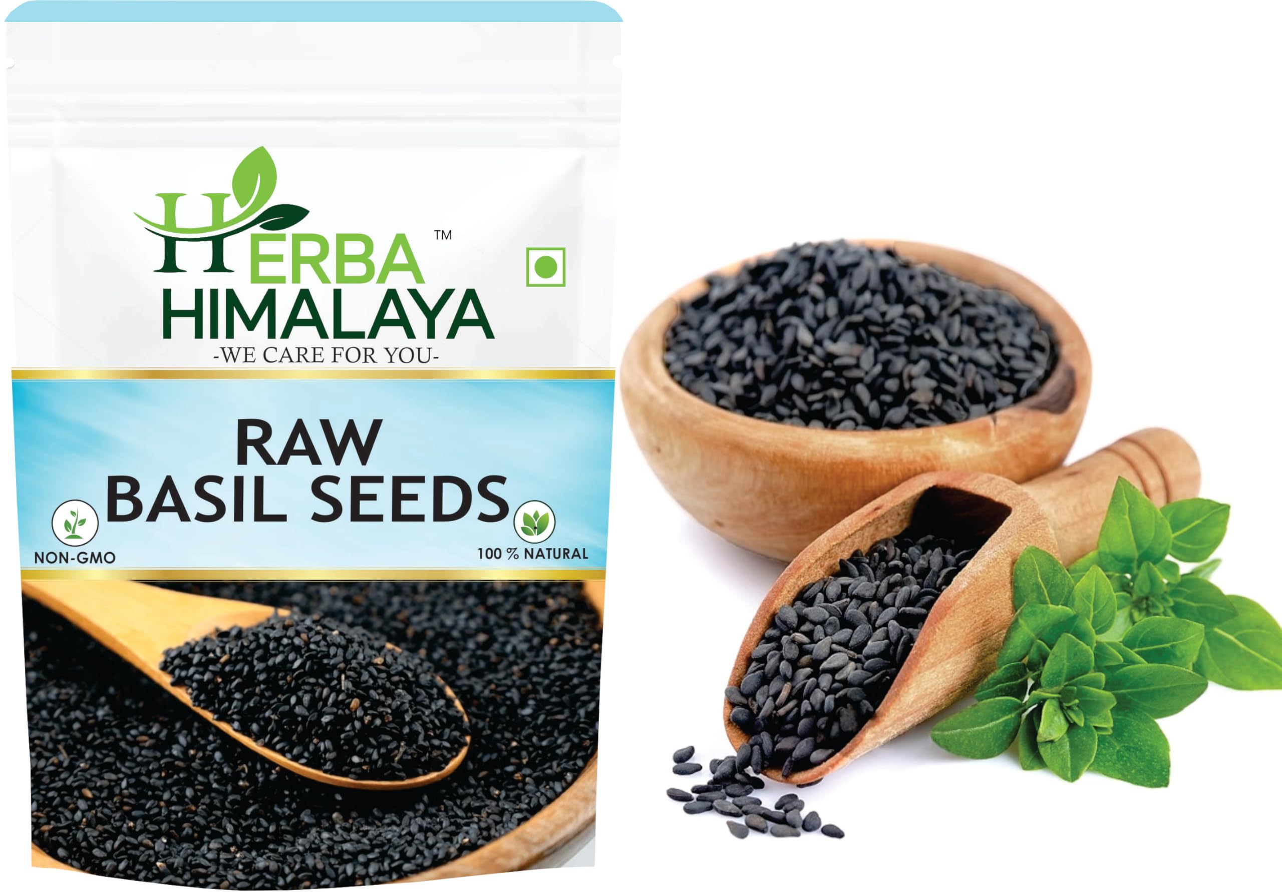 Herba Himalaya Raw Basil/Sabja/Tukmaria/Bapji Seeds, Low calories, High Fiber & Omega 3,Rich Nutrients