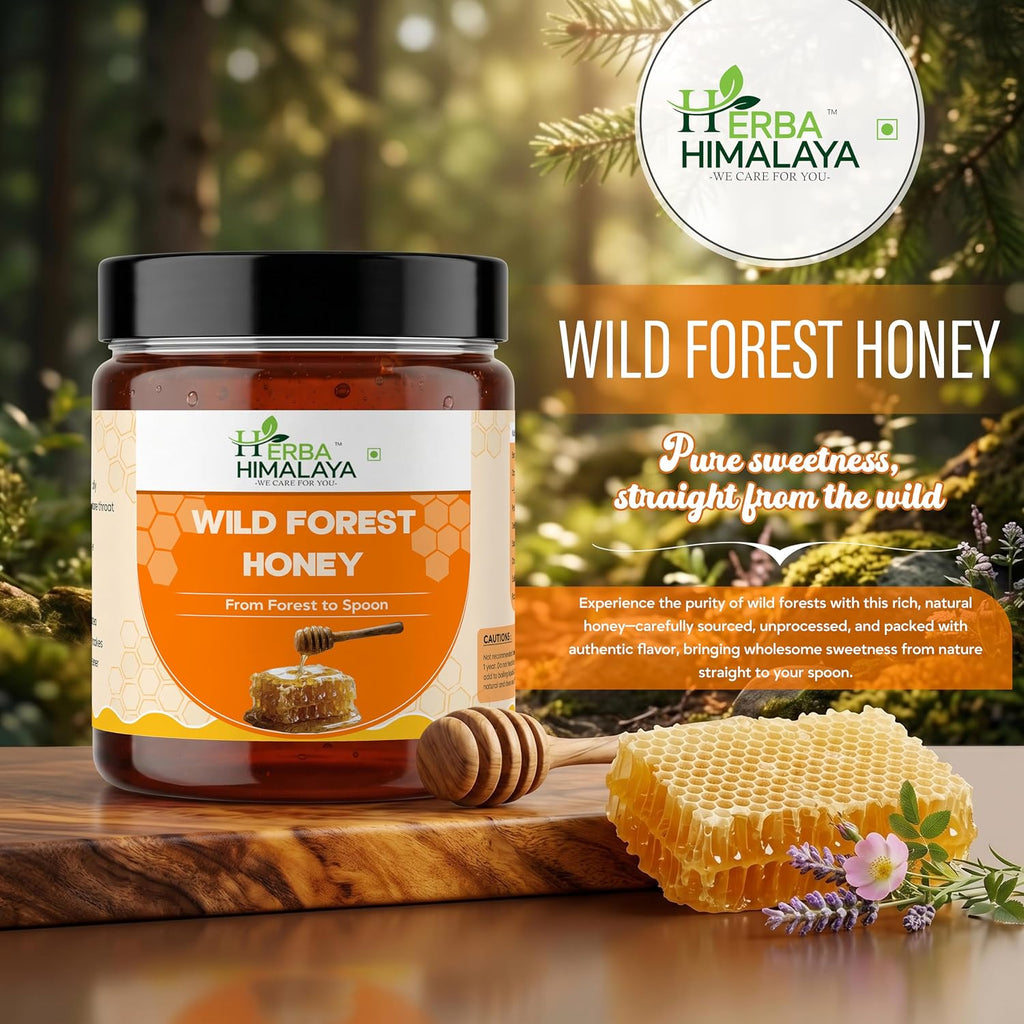 Herba Himalaya Raw Organic Honey | 100% Pure & Lab-Tested | Unprocessed & Unpasteurized | No Added Sugar