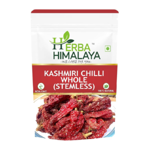 Herba Himalaya Organic Pure Kashmiri Red Chilli Sabut Stemless, Rich in Antioxidants (1 kg)